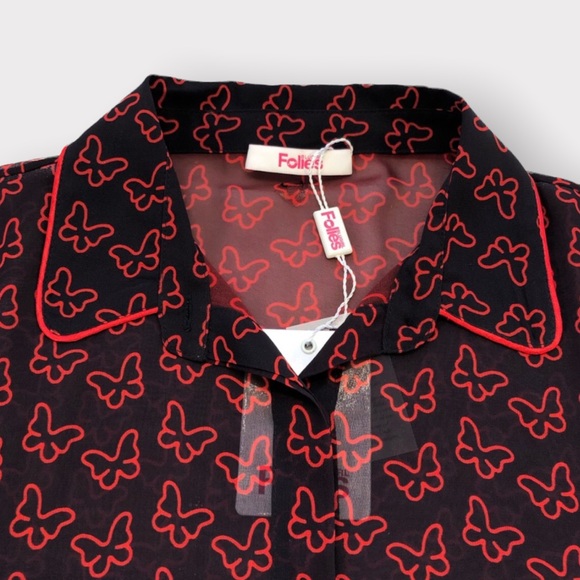 BLUGIRL FOLIES, Sheer Button Down Blouse with Butterfly Pattern, Size 10 - Picture 16 of 16